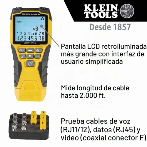 Vista 3 de Klein Tools VDV501-851 Kit de probador de cables y herramienta de perforación de impacto con hoja 66/110 y Klein Tools VDV226-110 Trinquete modular