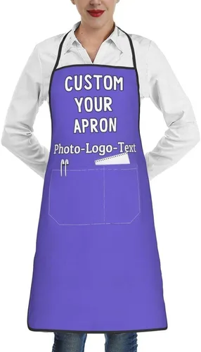 Vista 15 de Delantales personalizados para adultos, delantal personalizado con logotipo de foto, delantal impermeable con 2 bolsillos