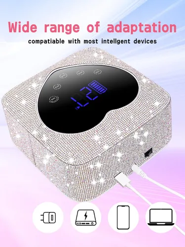 Vista 5 de Hongfa - Lámpara de uñas inalámbrica, secador de uñas LED UV recargable para esmalte de gel con pantalla LCD, sensor automático y 5 ajustes