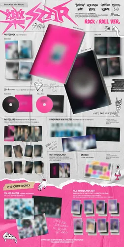 Vista 2 de [Exclusivo POB] Stray Kids - Álbum de Estrella de Rock Star+Beneficio de Pre-Orden (Aladín (2 ver. Set : 2 tarjetas fotográficas + 1 Pin Botton))