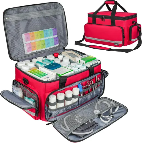 Vista 12 de LEFOR·Z Bolsa Médica, Bolsa de Primeros Auxilios Vacía, Almacenamiento para Enfermera de Salud Doméstica, Caja Organizadora de Botiquín