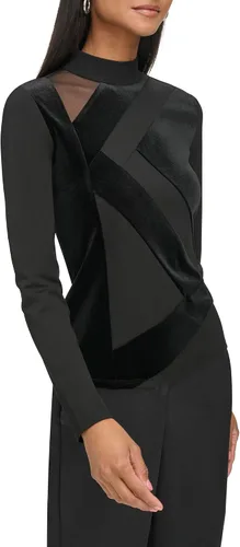 Vista 3 de Karl Lagerfeld Paris Top elástico de manga larga con logotipo para mujer