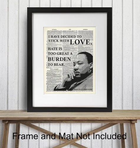 Vista 3 de Arte inspirador de pared de diccionario de Martin Luther King, MLK, decoración del hogar, póster reciclado para decoración de oficina o habitación