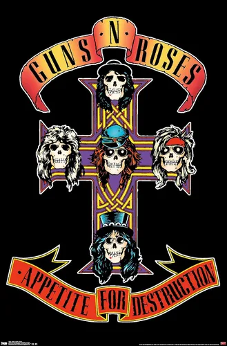 Vista 6 de Trends International Guns N' Roses - Póster de pared con cruz, 14.725 x 22.375 pulgadas, versión con marco de madera tipo granero Versión enmarcada