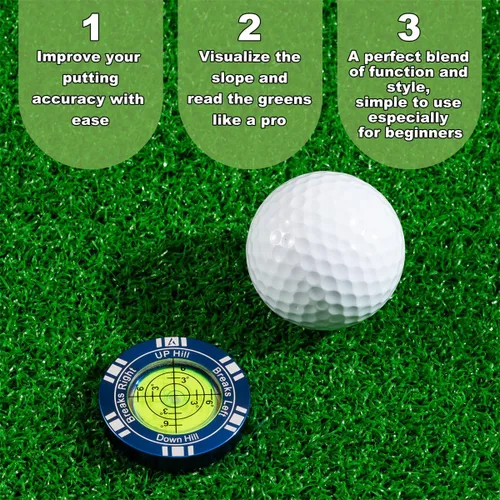 Vista 2 de Putt - Lector verde de golf, ayuda de entrenamiento de golf de alta precisión, elegante marcador de bola con clip para sombrero, accesorios de golf
