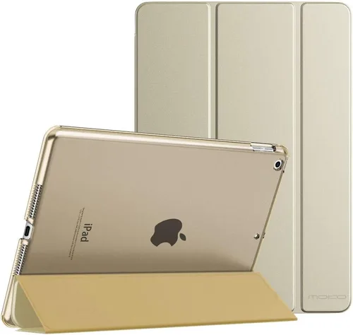Vista 44 de MoKo - Funda compatible con iPad 2019, fina, ligera, inteligente, carcasa, cubierta de soporte con protector trasero traslúcido esmerilado 1-Oro Rosa