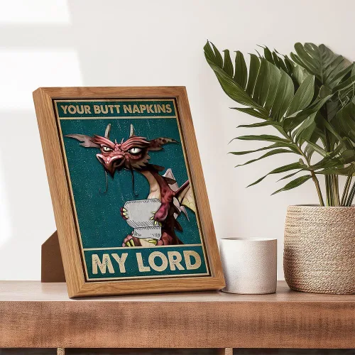 Vista 6 de Your Butt Napkins My Lord FRAMED - Decoraciones de dragón - Decoración gótica de baño - Decoración medieval - Divertido arte de pared de baño - Arte