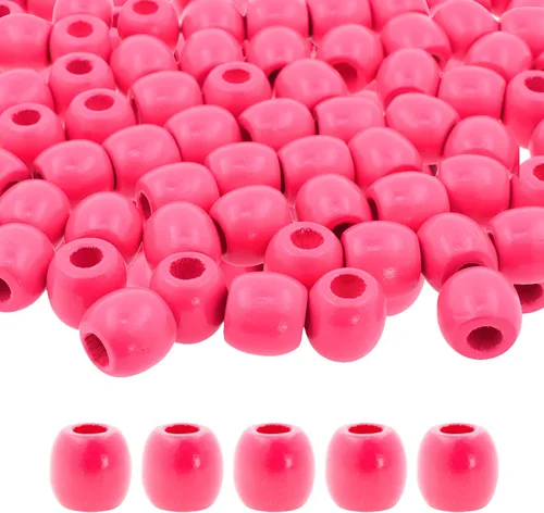Vista 13 de Mandala Crafts 200 cuentas africanas de madera de barril de agujero grande para macramé Dreadlock Braiding Hair Beads, Painted Drum Wood Loose