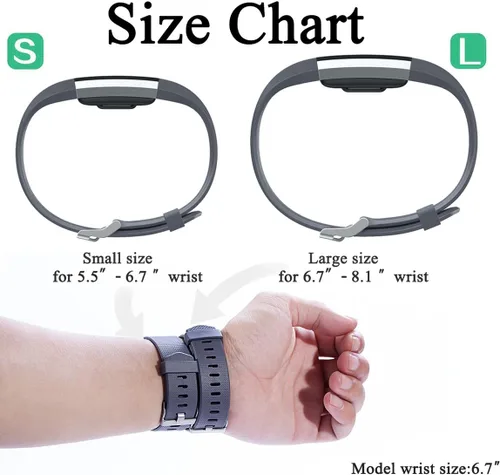 Vista 7 de Correas Maledan de repuesto compatibles con Fitbit Charge 2, paquete de 3, gris pequeño/azul/negro