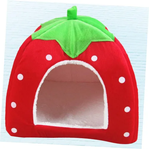 Vista 7 de Mipcase Elegante cama de fresa para mascotas, casa para gatos, compacta, fácil de mascotas, cama para dormir