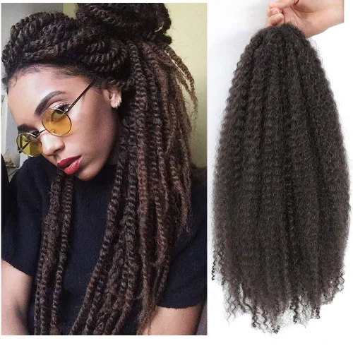 Vista 20 de Dansama Cabello Marley, 24 pulgadas, cabello trenzado Marley Twist, extensiones de cabello rizado rizado (24 pulgadas (paquete de 3), #1)