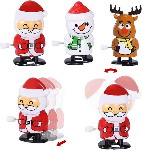 Vista 4 de Max Fun Surtido de 12 juguetes navideños para rellenar bolsas de regalos de fiesta de Navidad (juguetes de cuerda navideña)