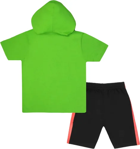 Vista 2 de Nickelodeon Teenage Mutant Ninja Turtles - Disfraz de 2 piezas para niños, conjunto de camiseta y pantalones cortos TMNT con capucha y pantalones