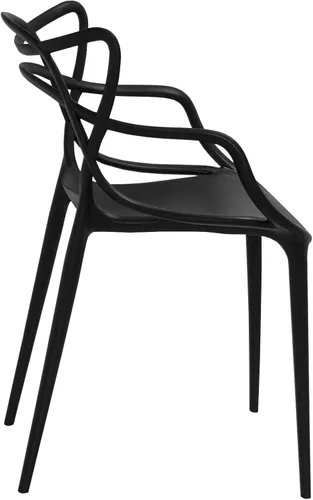 Vista 6 de Mid-Century - Silla de comedor con curva de plástico moldeado (juego de 2), color negro