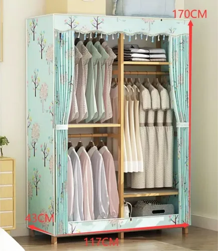 Vista 2 de Armoire - Armario de bambú para colgar ropa, armario combinado con riel y almacenamiento para colgar (46.1 x 16.9 x 66.9 in)
