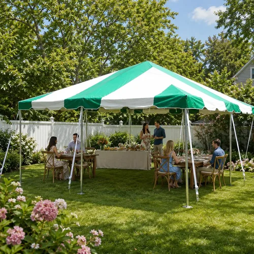 Vista 30 de Party Tents Direct Carpa para Fiesta de 20x30 - Marco de Acero - Gazebo al Aire Libre, Pabellón, Sombrilla para Sol, Refugio para Acampada - Verde