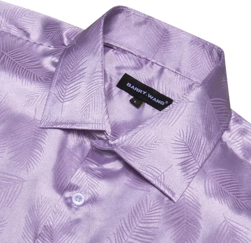Vista 6 de YOHOWA Camisa de seda para hombre, diseño de cachemira floral, jacquard, manga corta, con botones, formal, informal, para bodas, fiestas