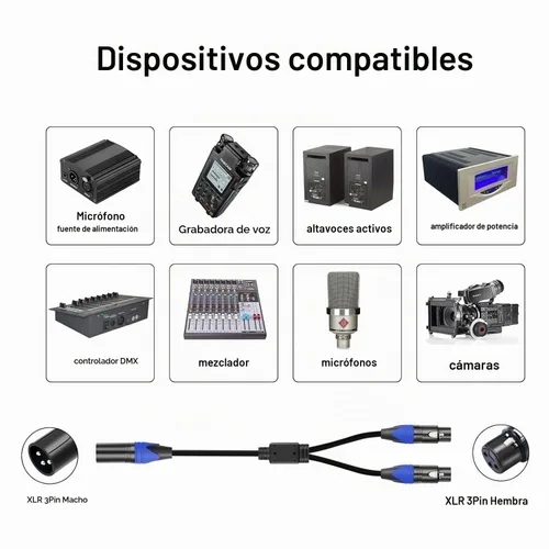 Vista 5 de Cable divisor XLR de 11.8 pulgadas / 1 paquete de 1 cable divisor XLR macho a 2 hembra, cable de micrófono divisor XLR Y de 3 pines macho a doble