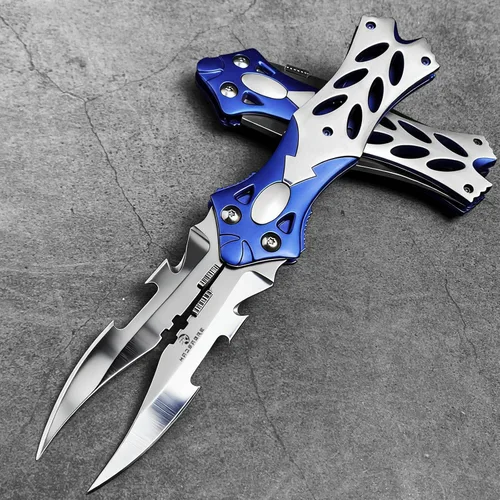 Vista 10 de MADSABRE Cuchillo de bolsillo de doble hoja genial de 8.5", cuchillo plegable de camping con clip y mango de aluminio, herramientas de supervivencia