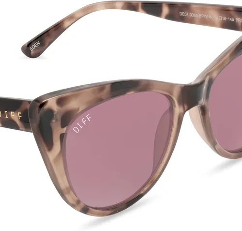 Vista 3 de DIFF Gafas de sol Eden ligeras ojo de gato para mujer, rubor + rosa, Tortuga rubor