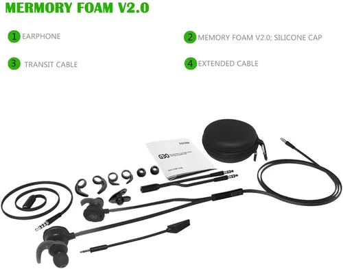 Vista 6 de Auriculares con cable para juegos con micrófono ajustable para PS4, computadora portátil, teléfono celular, auriculares DLAND E-Sport con bolsas