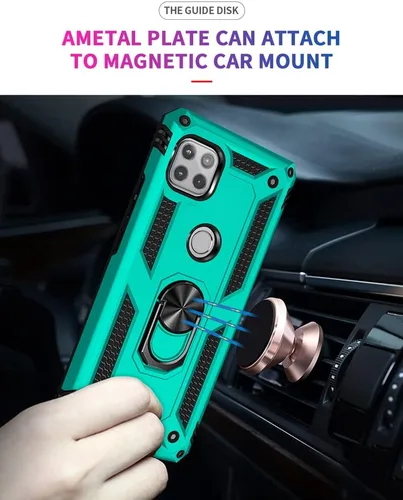 Vista 4 de Funda para teléfono Motorola One 5G Ace, con protector de pantalla HD, [grado militar] anillo de montaje en coche con soporte híbrido