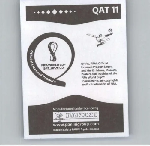 Vista 2 de 2022 Panini World Cup Qatar Stickers Blue #QAT11 Tarek Salman Qatar Group A Official Album Sticker (2 inch X 2.5 Inch) in Raw (NM or Better)