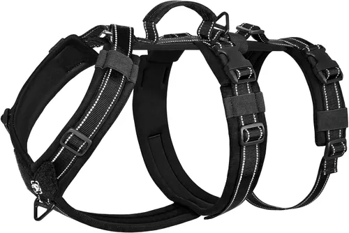 Vista 10 de OneTigris - Arnés para perro, chaleco para perro con acolchado suave sin tirones, nylon ajustable táctico de alta resistencia para perros medianos