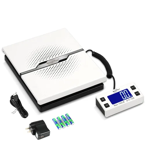 Vista 9 de Weighmax W-8809 - Balanza digital de envío y postal de 150lbs x 0.1oz con pantalla extendida, negro, baterías y adaptador de CA incluidos