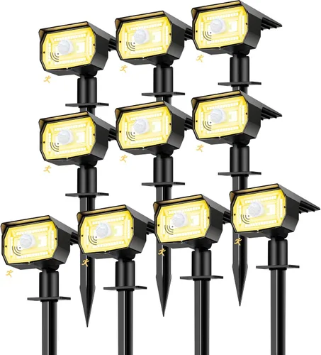 Vista 25 de nipify 1 paquete de luces solares para exteriores, impermeables, con sensor de movimiento, luces de punto con 3 modos, luces solares 2 en 1