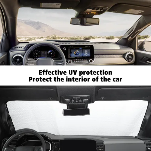 Vista 6 de Voodonala Parasol para parabrisas delantero Chevy Silverado 2019-2024, parasol plegable para ventana de camión, visera solar compatible