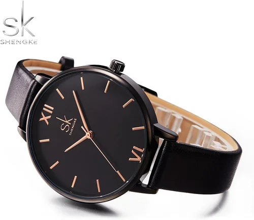 Vista 4 de SHENGKE - Reloj de pulsera para mujer con correa de piel, Decent, Casual, Geneva, a prueba de agua, para mujeres creativas