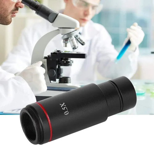 Vista 2 de Oumefar Microscopio Ocular 0.5X C Montaje Microscopio Lente de cámara 0.984 in para ocular electrónico CCD Cámara Industria HDMI Microscopio Cámara