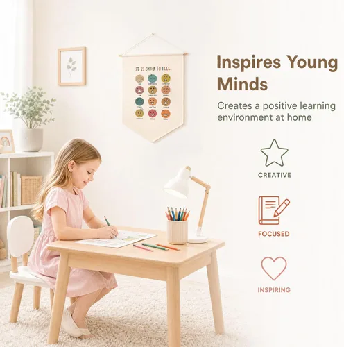 Vista 5 de Está Bien Sentir, colgante de pared de salud mental, decoración de sala de juegos, arte de pared infantil, regreso a la escuela, regalos