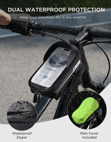 Vista 4 de whale fall Bolsa de marco de bicicleta impermeable, carcasa dura 3D Eva, soporte para teléfono de bicicleta, bolsa de tubo superior de bicicleta
