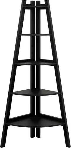 Vista 4 de Furniture of America Lawler - Estantería esquinera de madera contemporánea con 5 estantes, color negro