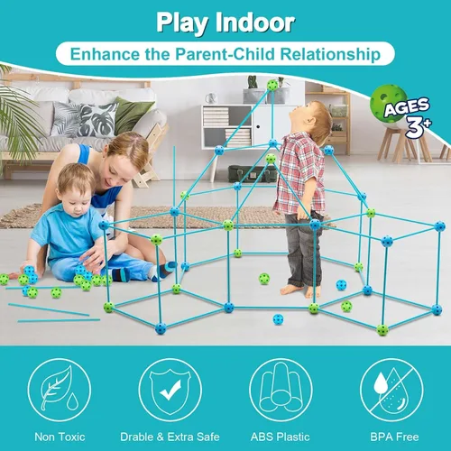 Vista 4 de Fuerte de construcción para niños Juego de construcción 85/120 Piezas Último Regalo de constructor de fuertes Construir paquetes de fabricación