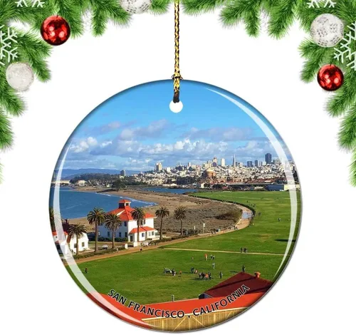 Vista 53 de California San Francisco 16 Avenue Tiled Steps USA Christmas Tree Ornamento Decoración Colgante Colgante Decoración Ciudad Viaje Souvenir Colección