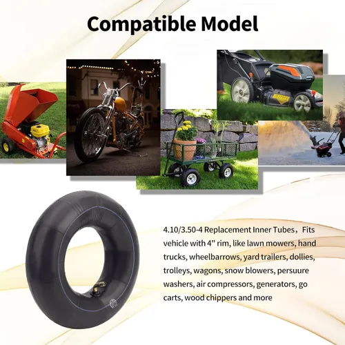 Vista 5 de TIANYAN 4.10/3.50-4 tubos interiores de neumáticos (2 piezas) de repuesto para carretilla, carretilla, tractor de 4 pulgadas, carritos de jardín