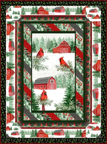 Vista 3 de Wilmington Prints Country Cardinals Winter Scenic Multi, tela de The Yard