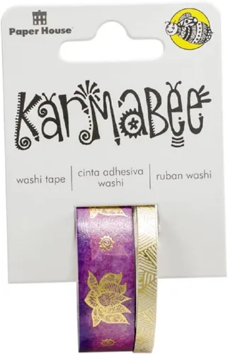 Vista 3 de Paper House Productions Karmabee - Juego de 2 rollos de cinta washi decorativa para álbumes de recortes y manualidades, desfile de elefantes