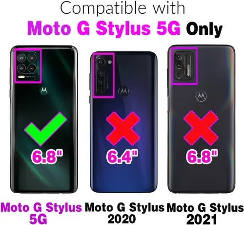 Vista 2 de Asuwish Funda compatible con Moto G Stylus 5G 2021 y protector de pantalla de vidrio templado, accesorios de celda, funda de silicona para Motorola