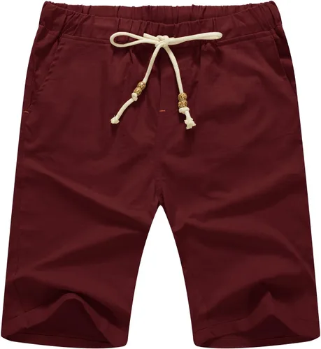 Vista 12 de Sailwind Pantalones cortos de lino para hombre, pantalones cortos casuales de playa con cordón
