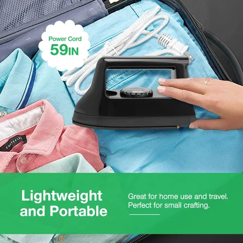 Vista 6 de Mini plancha para manualidades y acolchados, máquina eléctrica de prensa de calor para viajes y hogar para suministros de costura (negro)