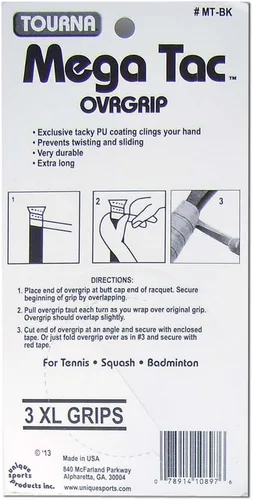 Vista 2 de Tourna Mega Tac Extra Tacky OverGrip, paquete de 3