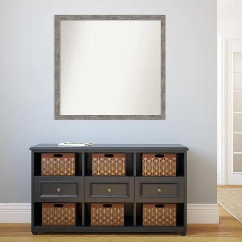 Vista 538 de Amanti Art Silver Bathroom Mirror for Over Sink, 26x35 Custom Made Marred Pewter Rectangle Vanity Mirror, Large Casual Wood Frame, Hangs Horizonally