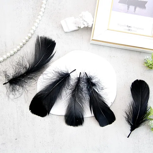 Vista 6 de 300 piezas de plumas negras de 2-3 pulgadas, plumas a granel para manualidades, accesorios para atrapasueños, proyectos de arte, manualidades DIY