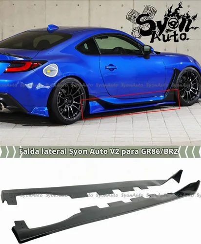 Vista 2 de Compatible con Toyota GR86 Subaru BRZ 2022-2024 V2 estilo negro mate panel lateral izquierdo extensión de kit de aleta Rocket