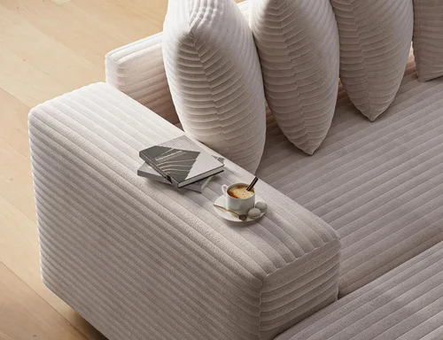 Vista 5 de ohllob Sofá Seccional Modular de 110", Sofá en Forma de L con Chaise Lounge, Sofá Nube de Pana Esponjosa con Asiento Profundo para Sala de Estar