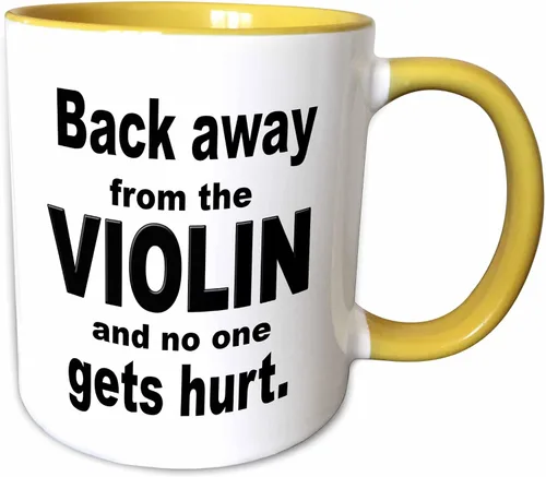 Vista 11 de 3dRose Back Away From The Violin And No One Gets Hurt - Taza negra de dos tonos, 11 onzas